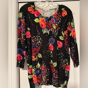 LNEW Joseph A. floral cardigan, 3/4 sleeves, size medium